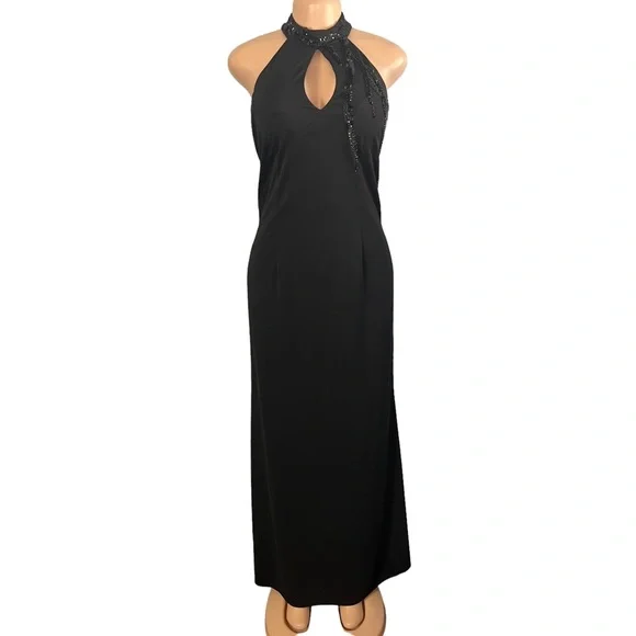 Nightway Collections High Neck Black Sequin Gown - Picture 1 of 9